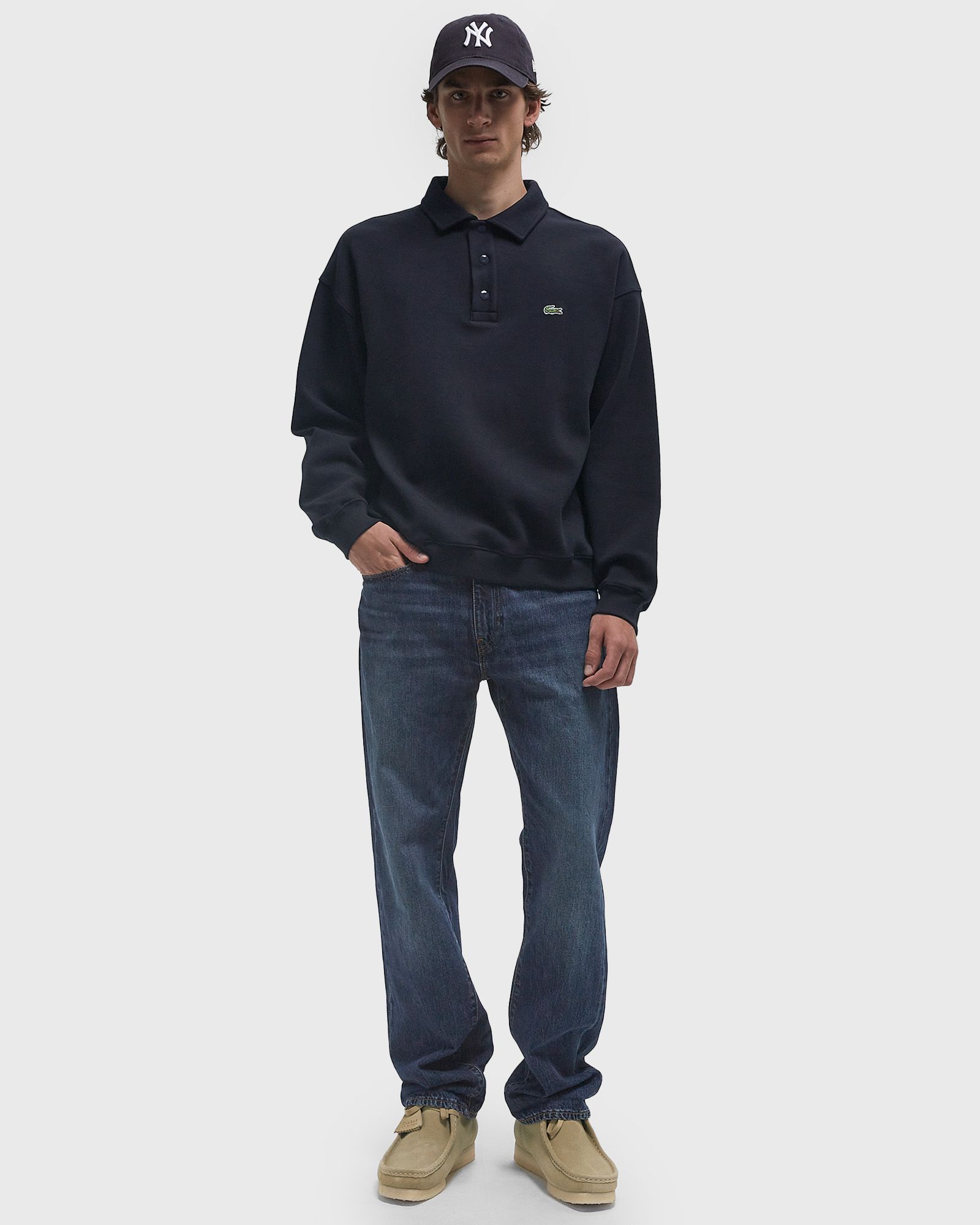 Loose fit sweatshirt with polo collar