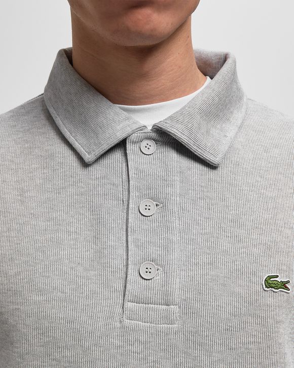Ribbed Cotton Polo Collar Sweatshirt