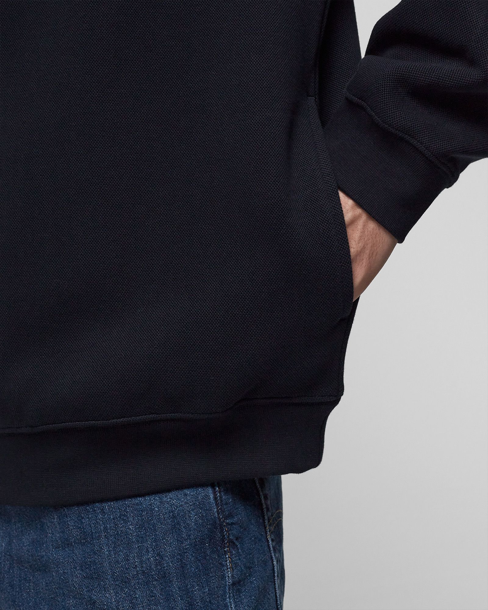 LOOSE FIT ZIP NECK PIQUÉ SWEATSHIRT