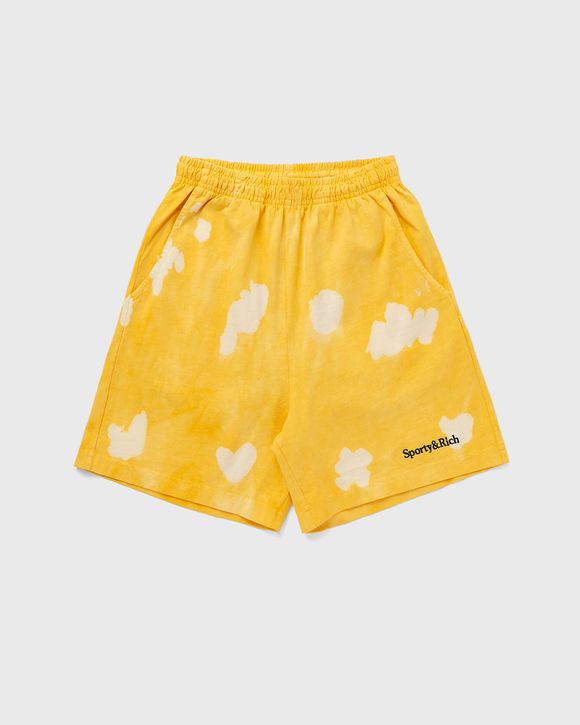 Sporty & Rich Serif Logo Embroidered Tie Dye Gym Short Yellow | BSTN Store