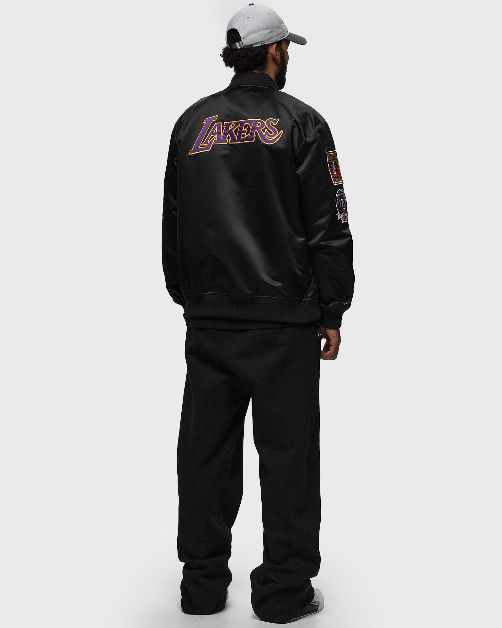 NBA LIGHTWEIGHT SATIN BOMBER VINTAGE LOGO LOS ANGELES LAKERS