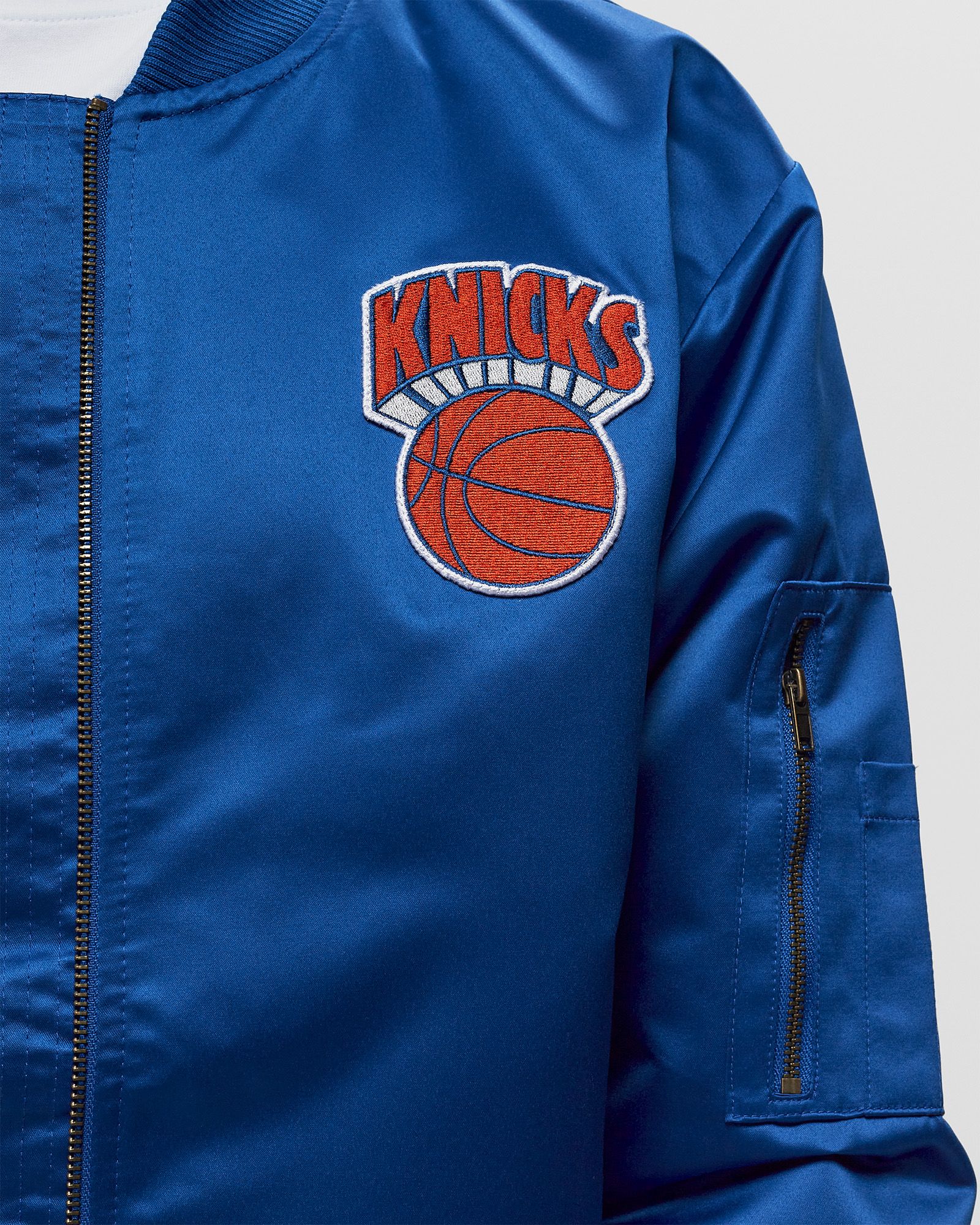 NBA LIGHTWEIGHT SATIN BOMBER VINTAGE LOGO NEW YORK KNICKS