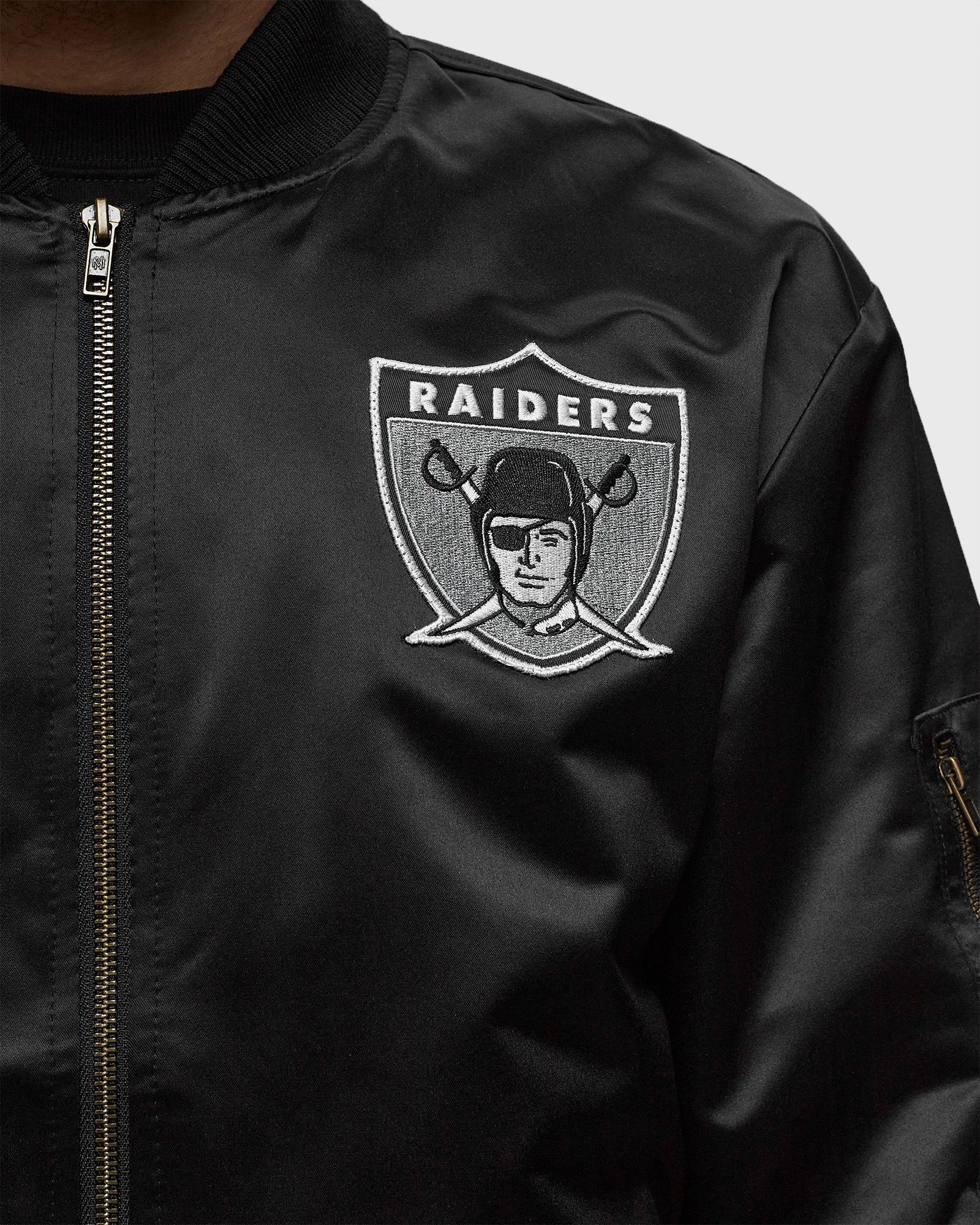 NFL LIGHTWEIGHT SATIN BOMBER VINTAGE LOGO LAS VEGAS RAIDERS
