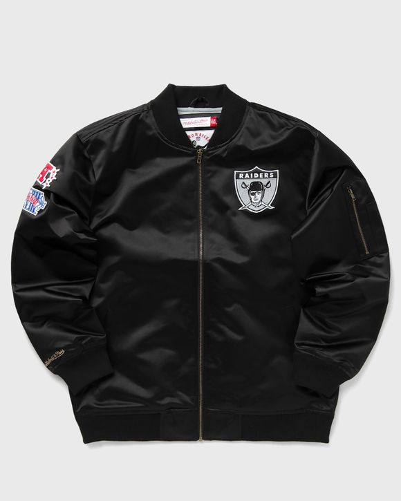 NFL LIGHTWEIGHT SATIN BOMBER VINTAGE LOGO LAS VEGAS RAIDERS