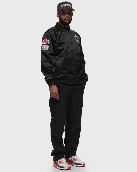 NFL LIGHTWEIGHT SATIN BOMBER VINTAGE LOGO LAS VEGAS RAIDERS