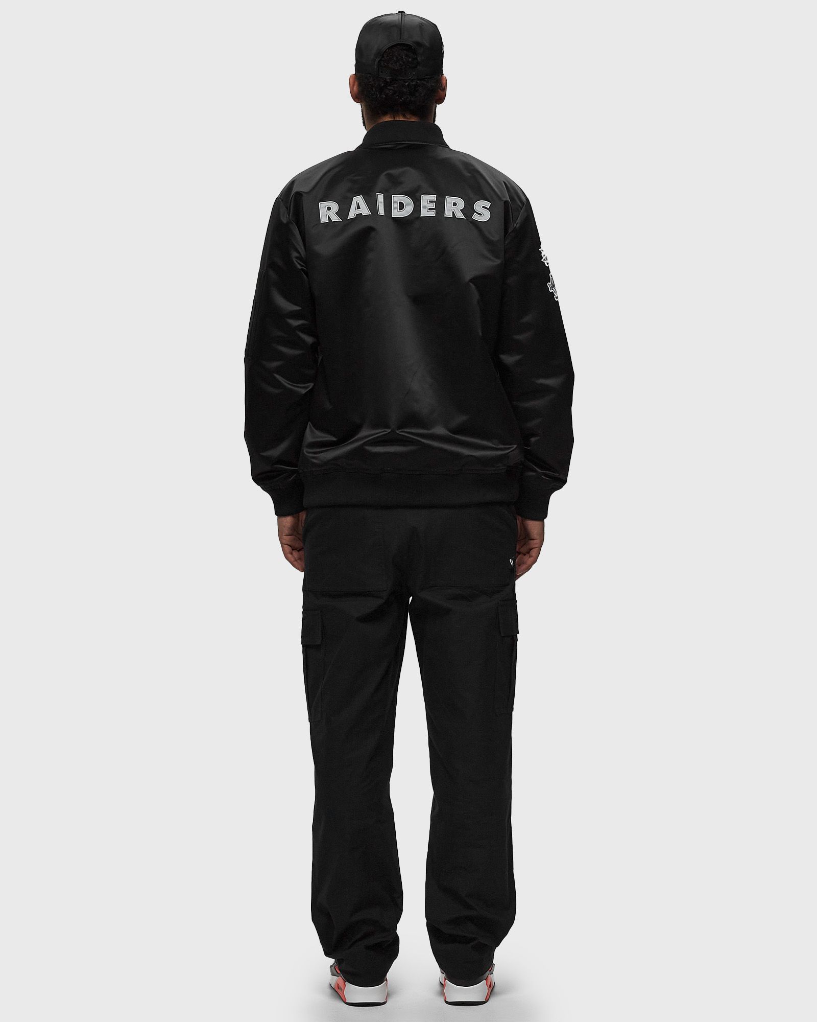 NFL LIGHTWEIGHT SATIN BOMBER VINTAGE LOGO LAS VEGAS RAIDERS