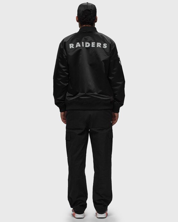 NFL LIGHTWEIGHT SATIN BOMBER VINTAGE LOGO LAS VEGAS RAIDERS