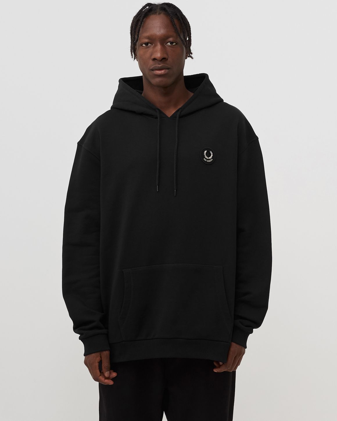 Fred Perry X RAF SIMONS PATCHED OVERHEAD HOODY Black BSTN Store