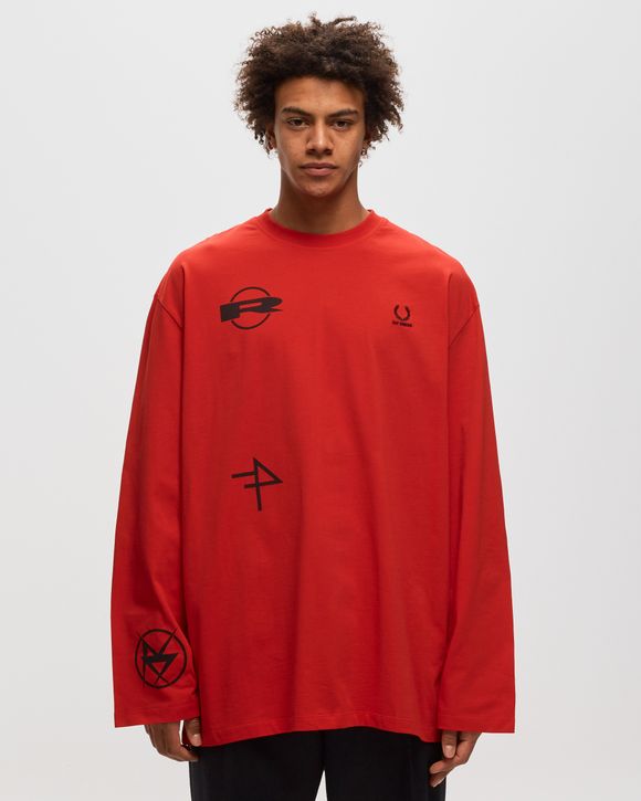 Fred Perry Raf Simons x Fred Perry Printed Long Sleeve T-Shirt Red - GOJI  BERRY