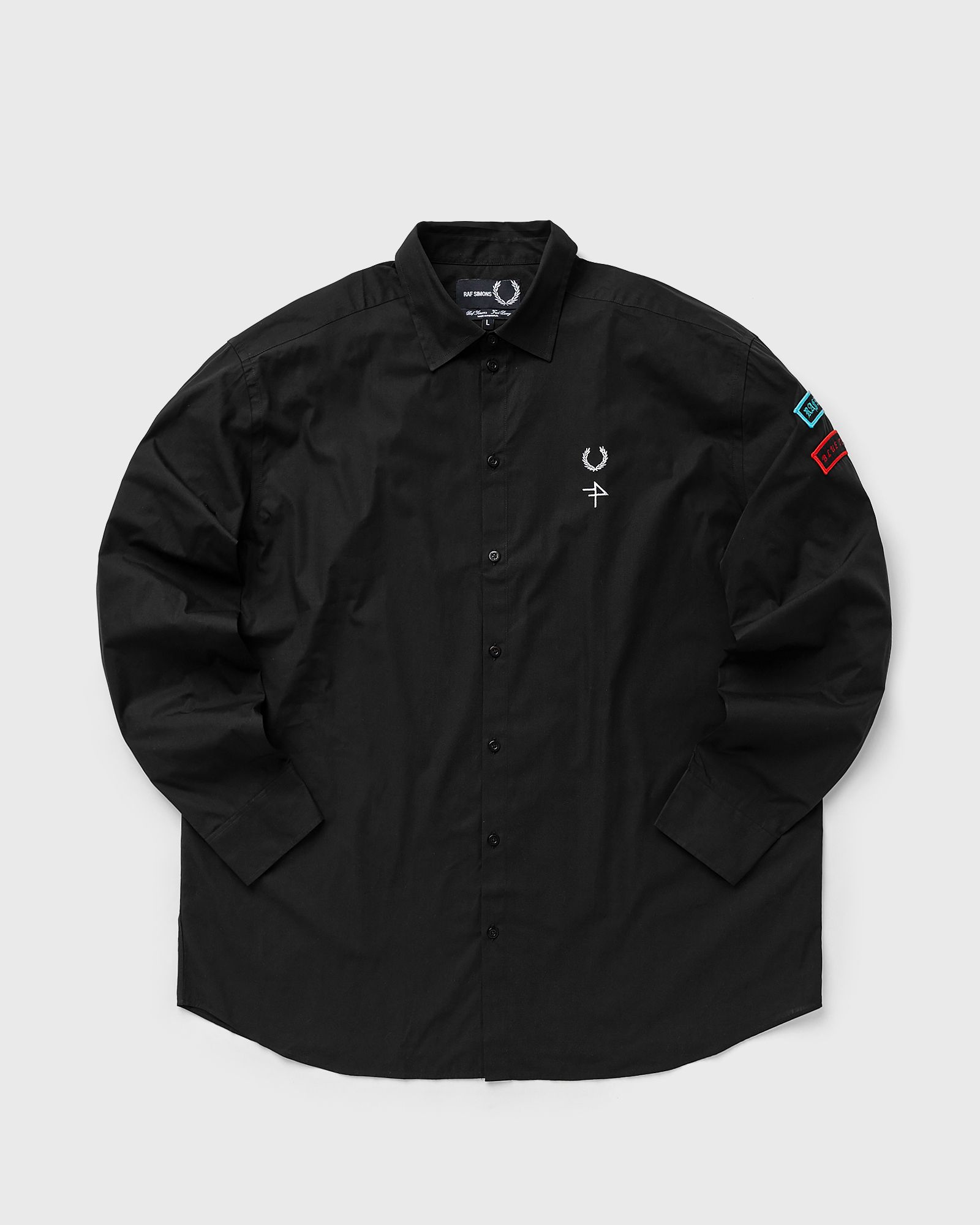 fred perry raf simons x patched oversized shirt men overshirts