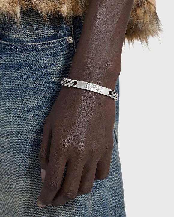 ★MM6★Women's Logo Bracelet Silver SM6UY0049 SV0235951 MM6 Maison Margiela logo-engraved Chain Bracelet | Silver