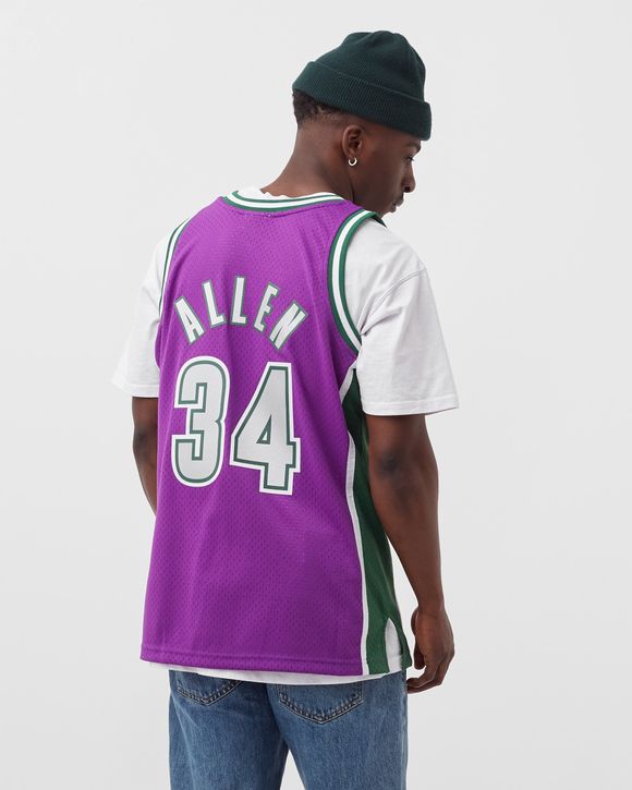 Ray Allen Milwaukee Bucks Mitchell & Ness 2000-01 Hardwood Classics Doodle Swingman Jersey - White Nba - Bluefink