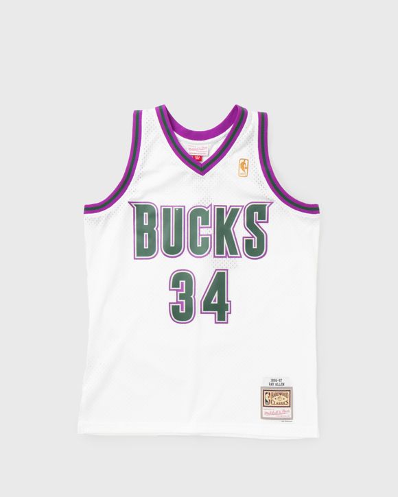 Mitchell & Ness Ray Allen White Milwaukee Bucks 1996 Doodle Swingman Jersey