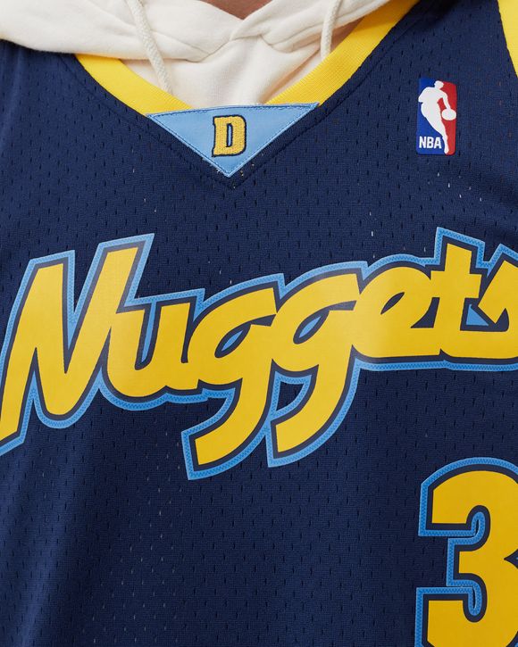 Men's Mitchell & Ness Allen Iverson Yellow/Blue Denver Nuggets 2006/07  Hardwood Classics Fadeaway Swingman