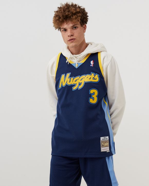 Mitchell & Ness Men's Allen Iverson Yellow, Blue Denver Nuggets 2006/07  Hardwood Classics Fadeaway Swingman Player Jersey - Macy's