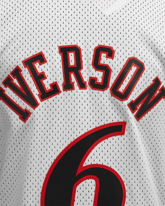 Retro Philadelphia 76ers Iverson #3 Big Meteor White NBA Jersey - Kitsociety