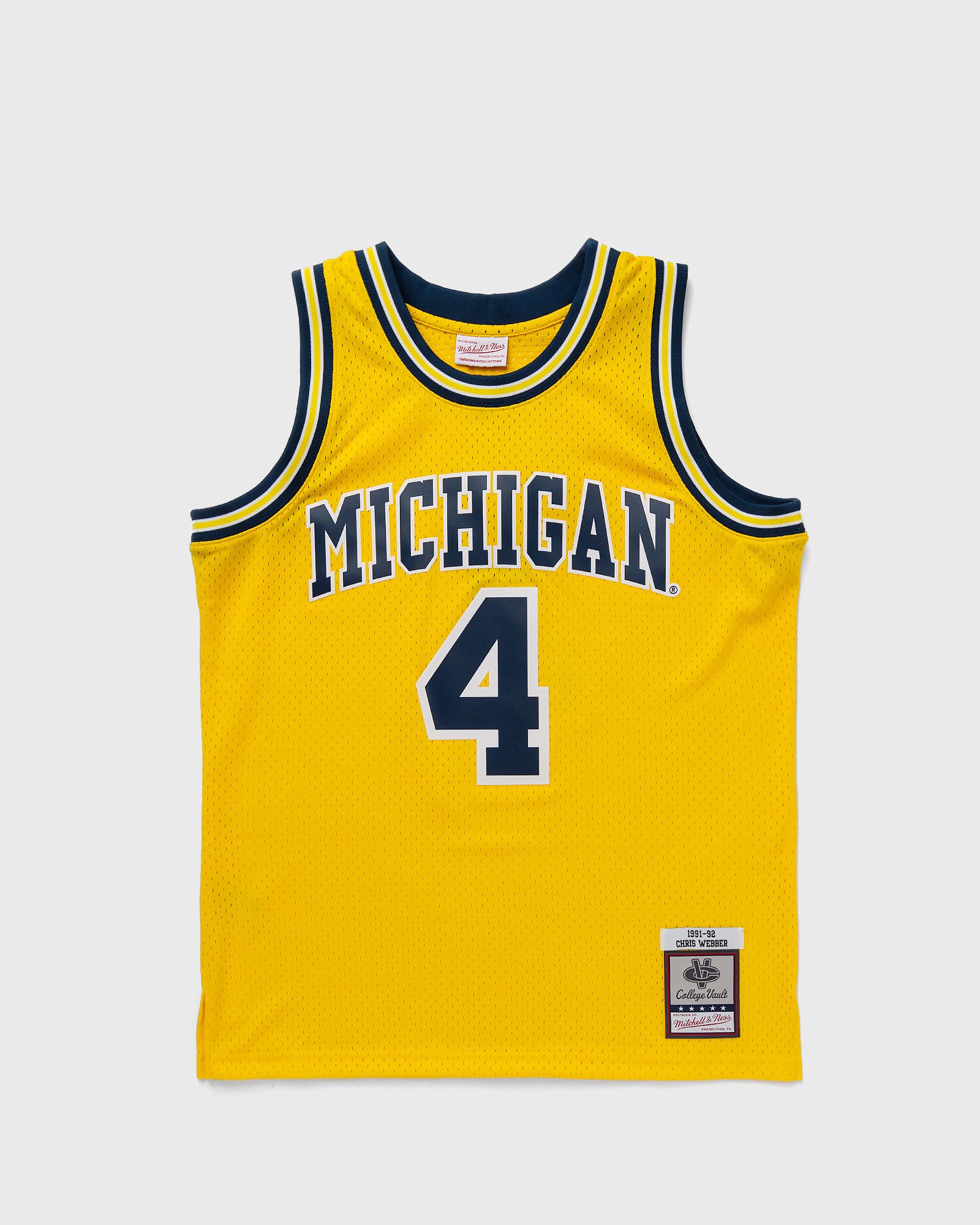 NCAA SWINGMAN JERSEY MICHIGAN WOLVERINES MAIZE 1991-92 CHRIS WEBBER #4