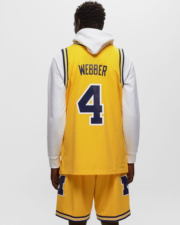 Michigan Wolverines 4 Chirs Webber Big 10 Patch Yellow NCAA Basketball Jerseys