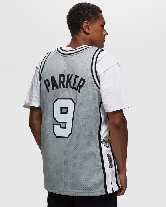 Men's Mitchell & Ness Tony Parker Cream San Antonio Spurs Chainstitch Swingman Jersey