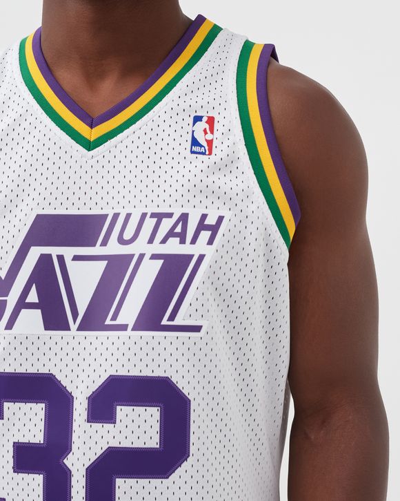 adidas Utah Jazz #32 Karl Malone White Hardwood Classics Swingman Throwback  Basketball Jersey