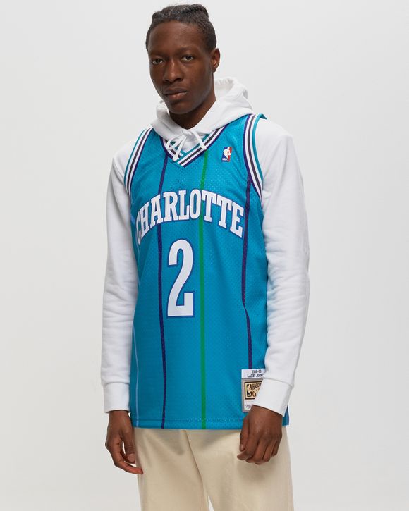 Men's Mitchell & Ness Larry Johnson Black Charlotte Hornets