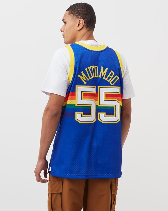 S New Denver Nuggets Dikembe Mutombo #55  Blue Basketball Jerseys Size XXL 