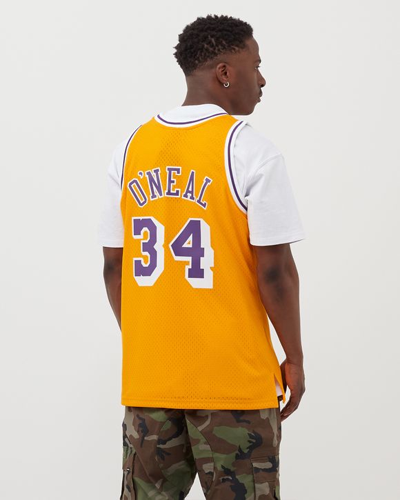 Mitchell & Ness Los Angeles Lakers #34 Shaquille O'Neal White Logo Swingman Jersey  black