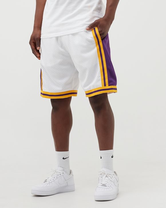 Mitchell & Ness Men's Los Angeles Lakers Black Reload Swingman Shorts, Small