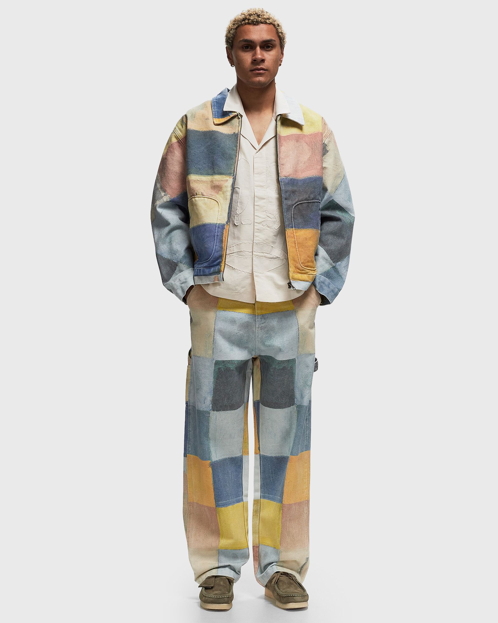 Checkered Painted Printed Work Coat