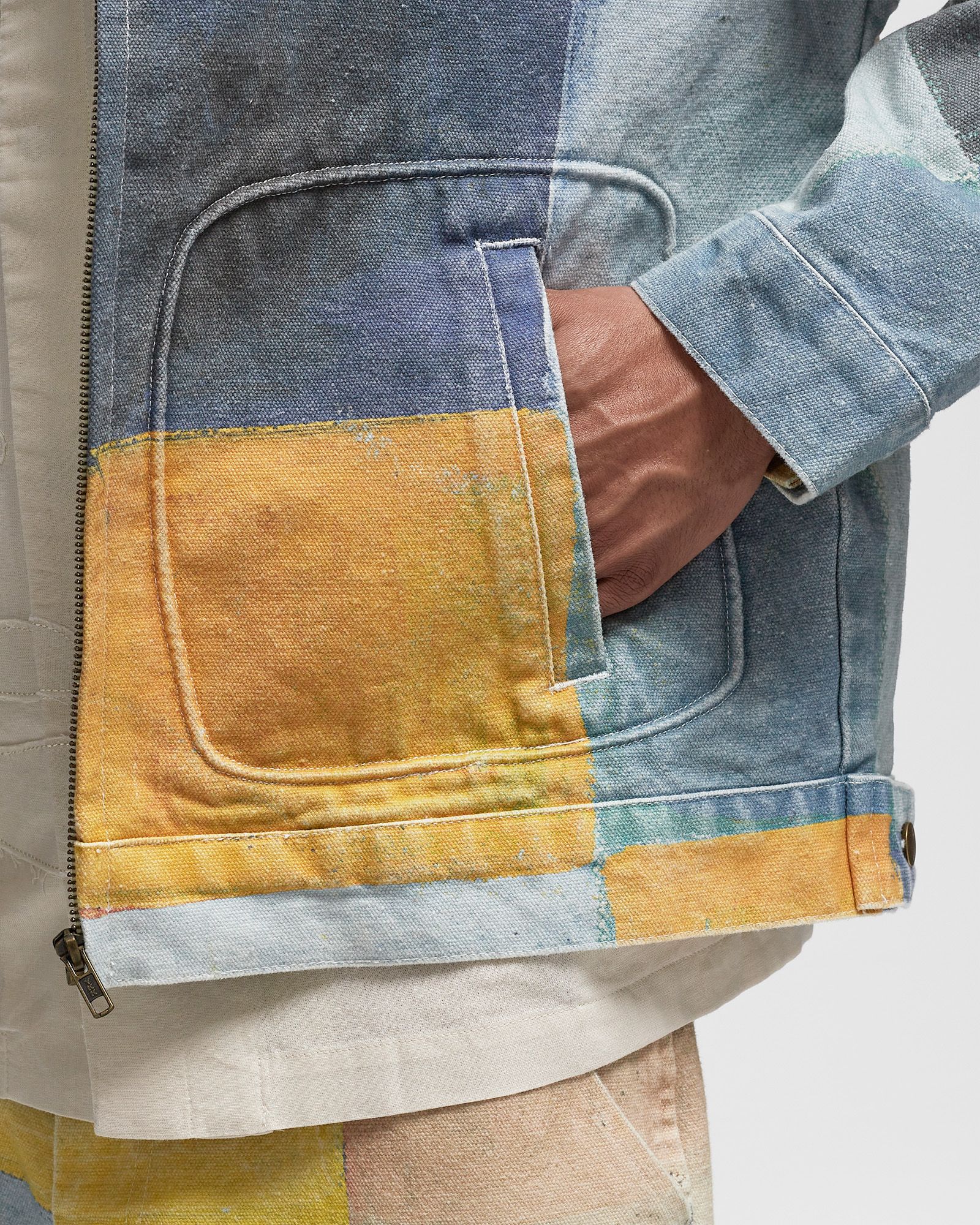 Checkered Painted Printed Work Coat