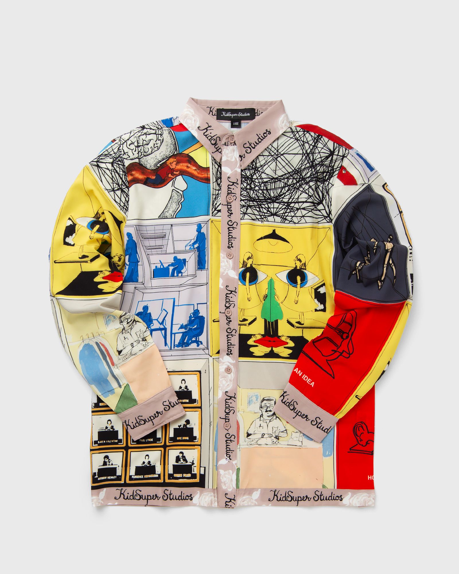 KidSuper Studios - printed satin shirt men longsleeves multi in größe:m