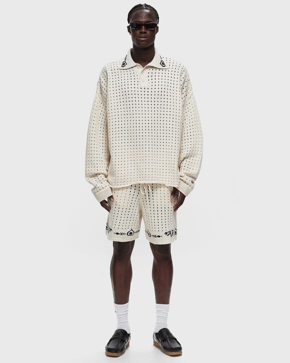 L/S CROCHET POLO SHIRT