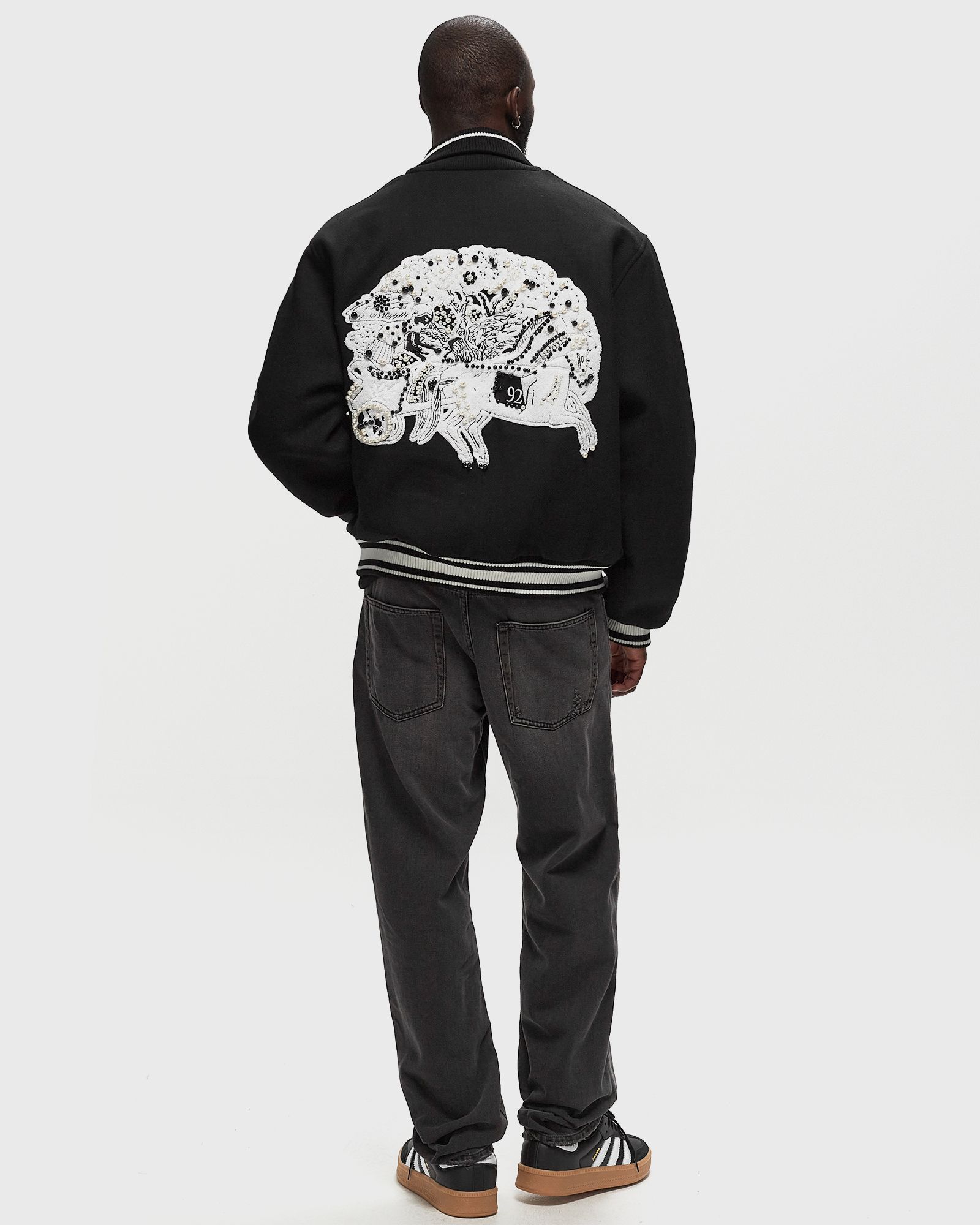 CROPPED VARSITY PEARL JACKET