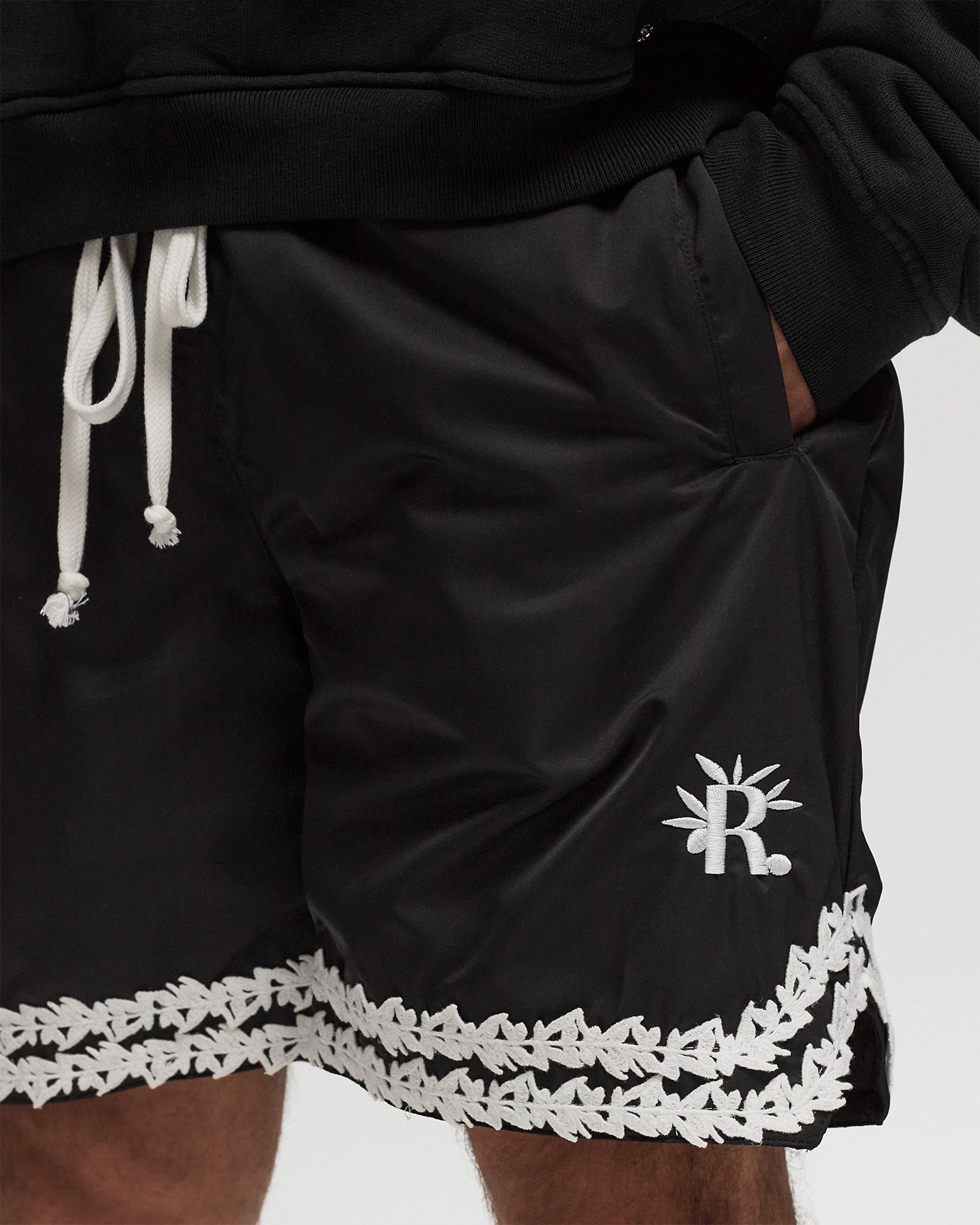 MESH SHORTS WITH KNITTED OLIVES