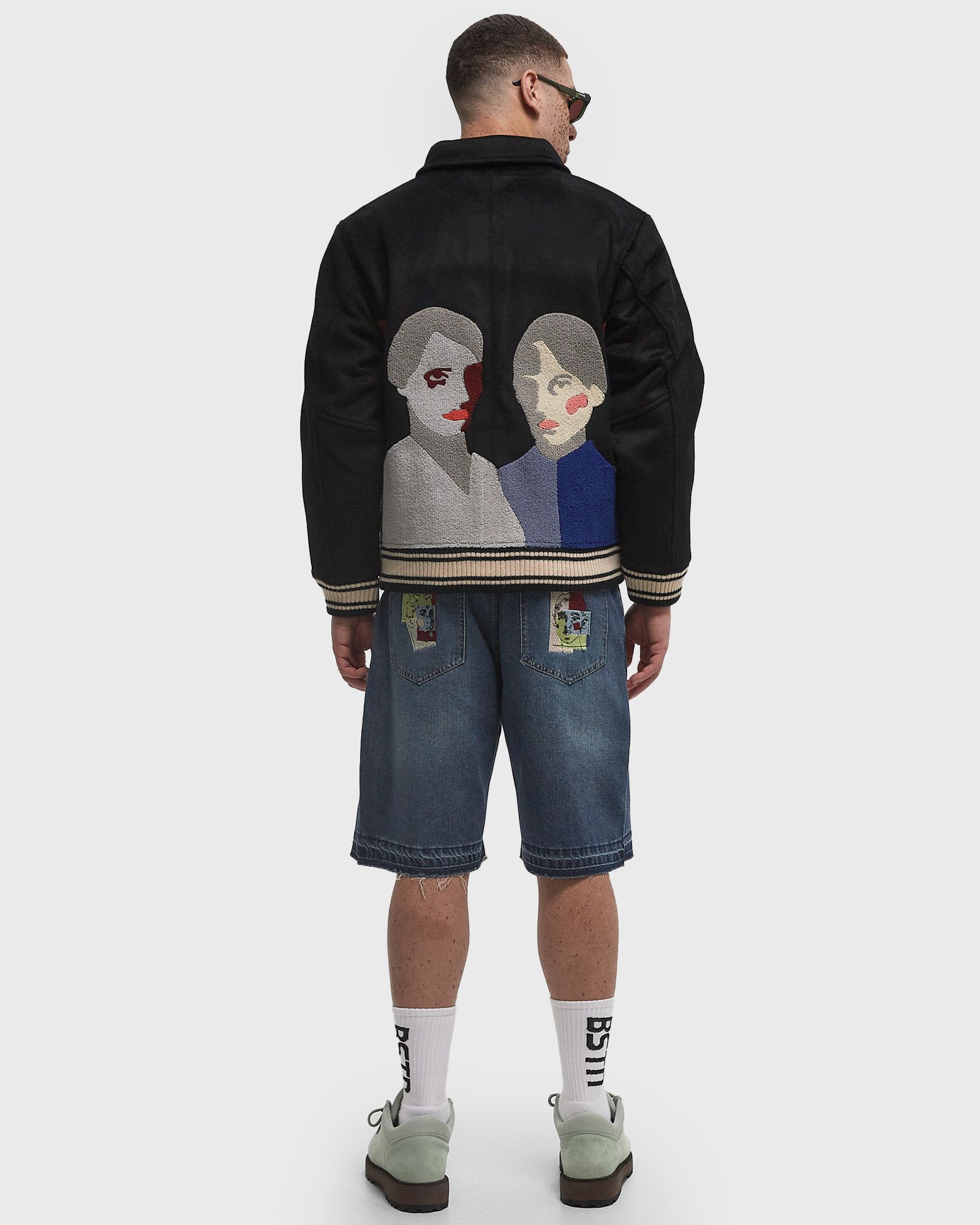 PATCHWORK PORTRAITS WOOL VARSITY JACKET