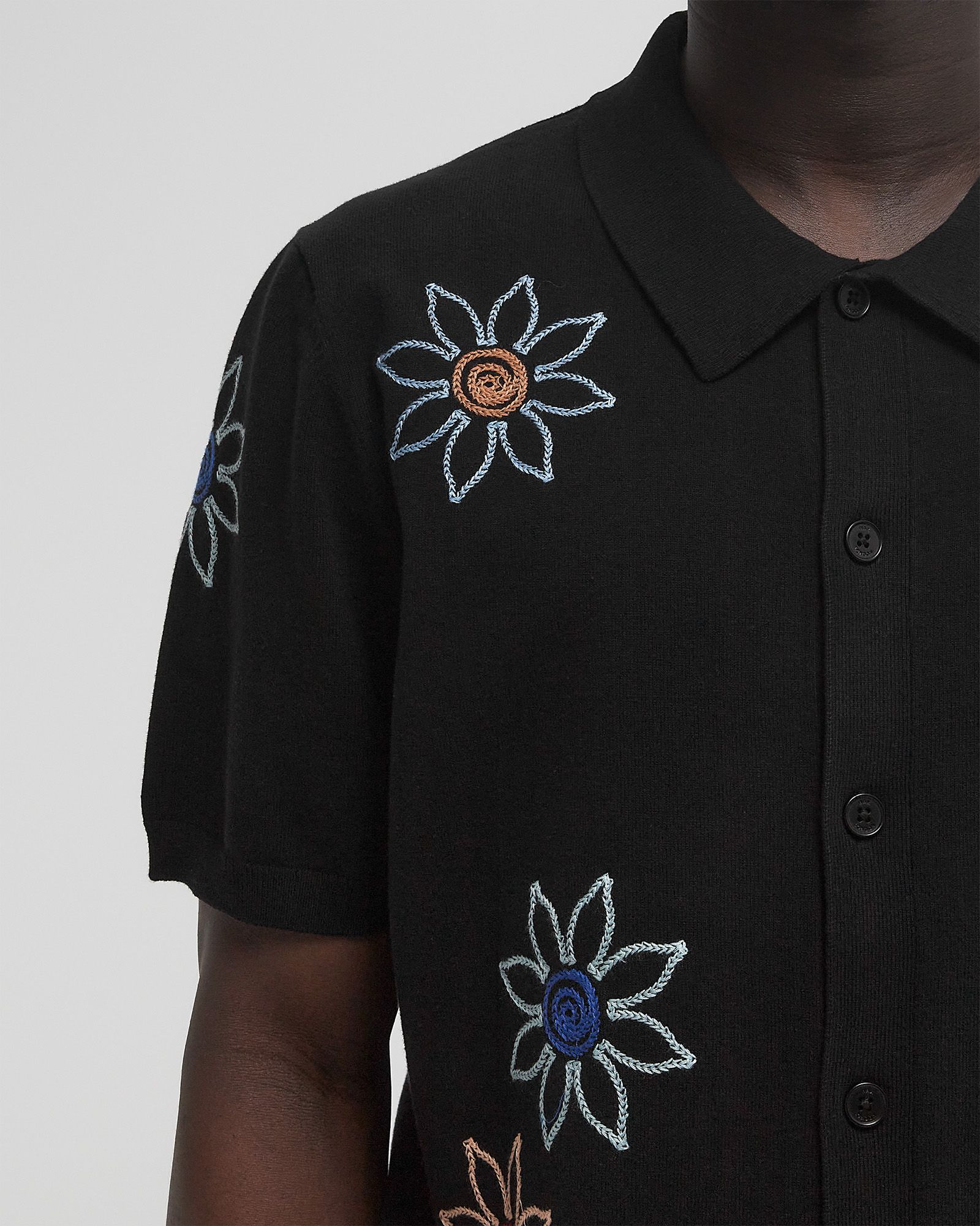 TELLARO SS SHIRT FLORAL EMBROIDERY