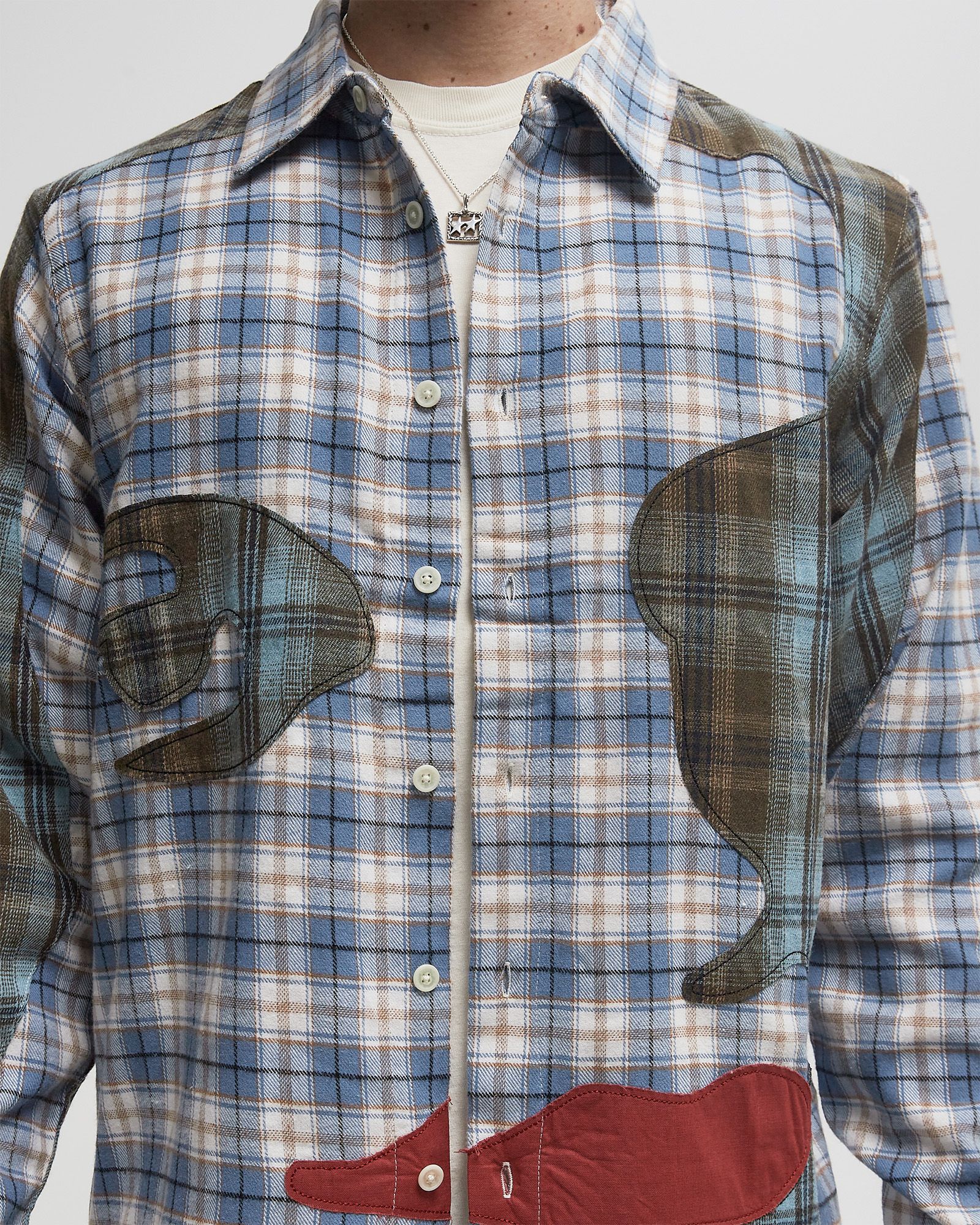PATCHWORK FACE FLANNEL SHIRT