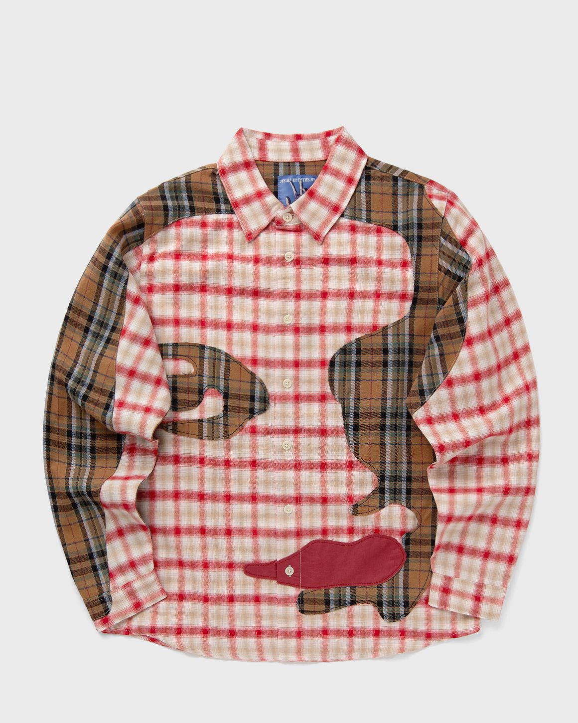 KidSuper Studios PATCHWORK FACE FLANNEL SHIRT Red | BSTN Store