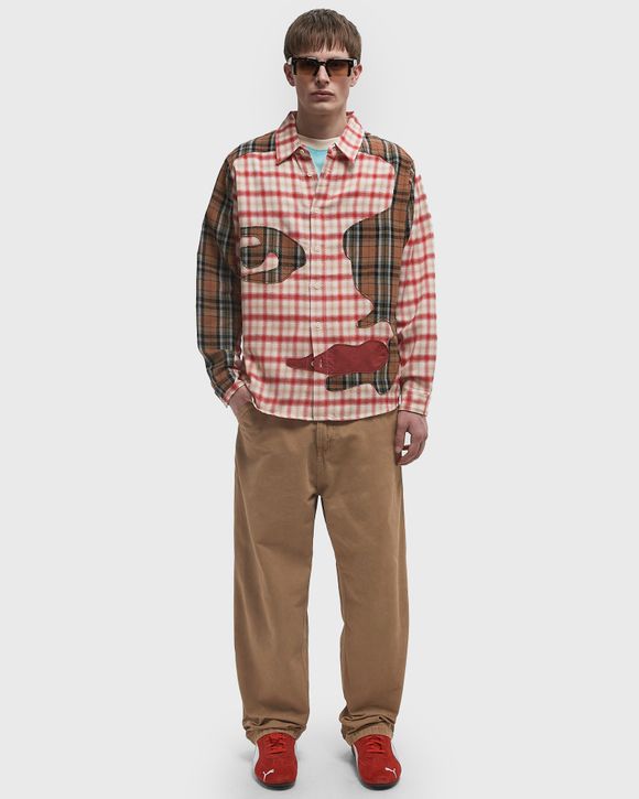 KidSuper Studios PATCHWORK FACE FLANNEL SHIRT Red | BSTN Store