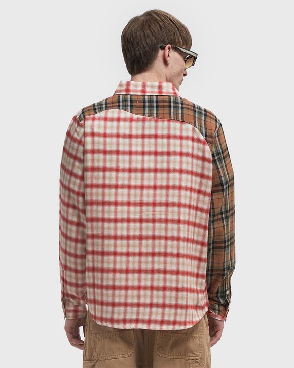 KidSuper Studios PATCHWORK FACE FLANNEL SHIRT Red | BSTN Store