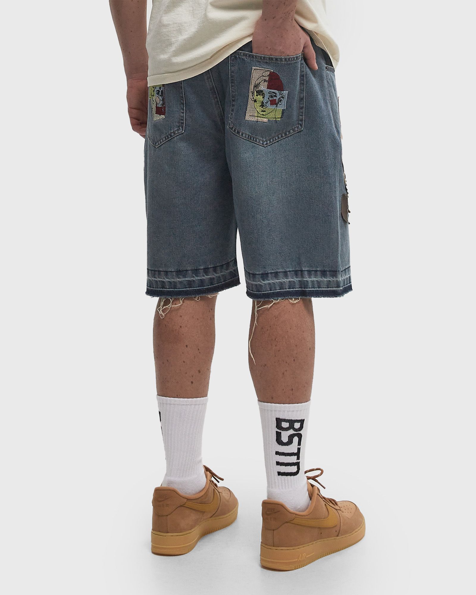 FACE PATCHWORK BAGGY SHORTS