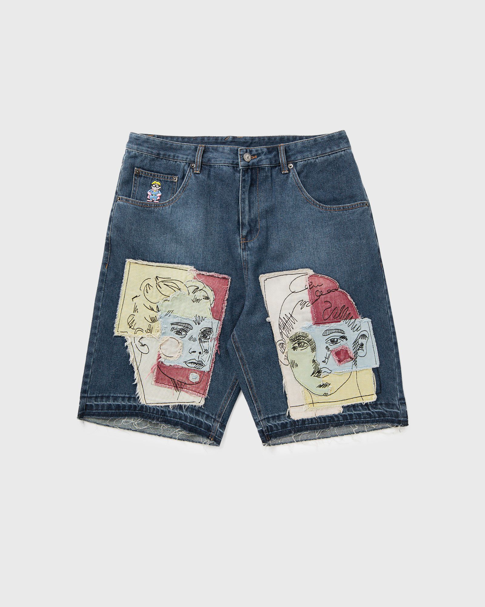 BOY & GIRL DOODLES PATCHWORK BAGGY SHORTS