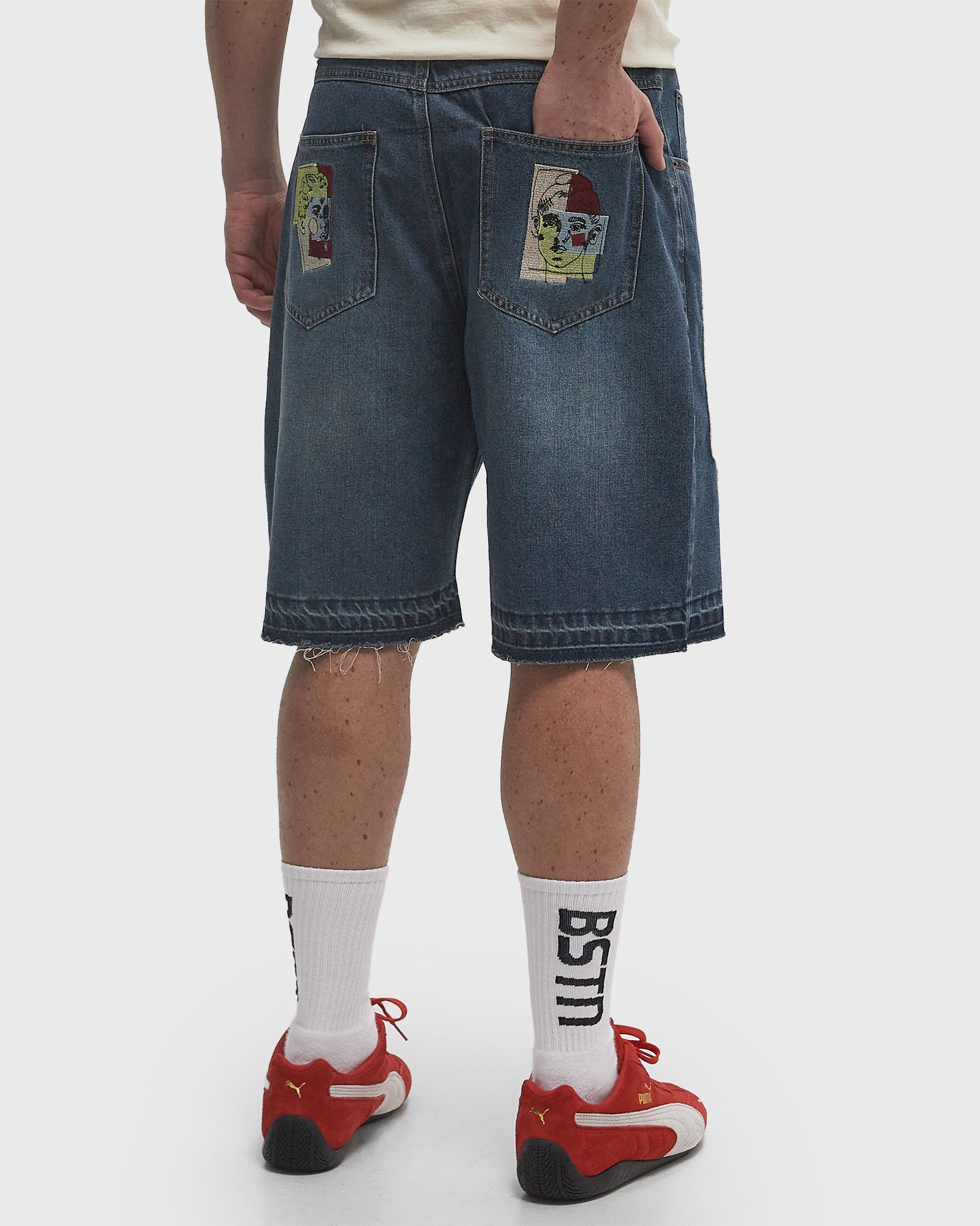 BOY & GIRL DOODLES PATCHWORK BAGGY SHORTS