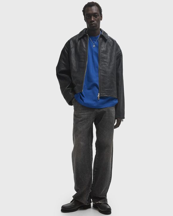 CROC EMBOSSED LEATHER JACKET