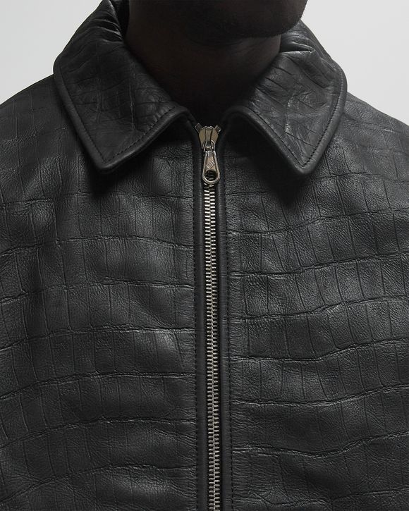 CROC EMBOSSED LEATHER JACKET