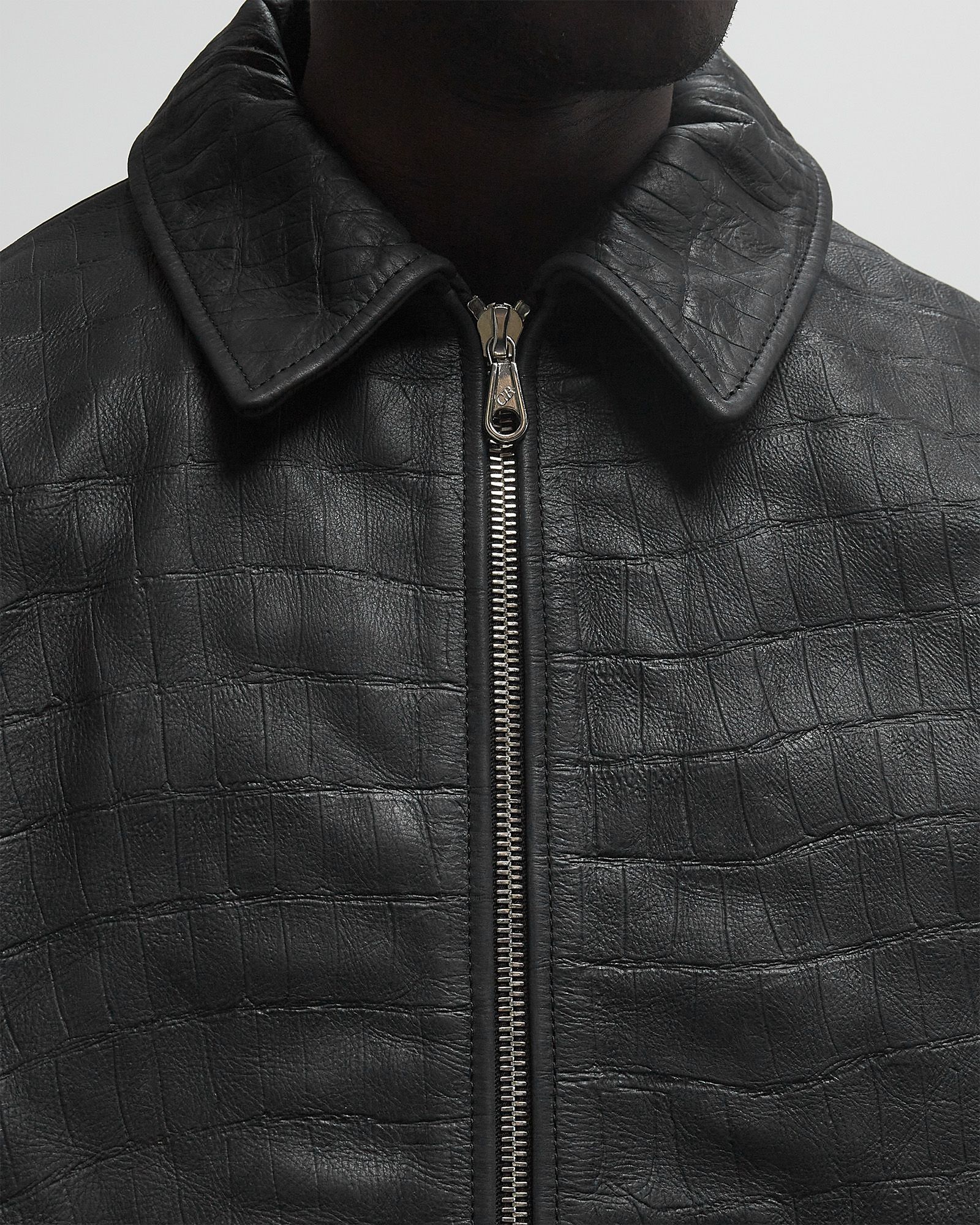 CROC EMBOSSED LEATHER JACKET