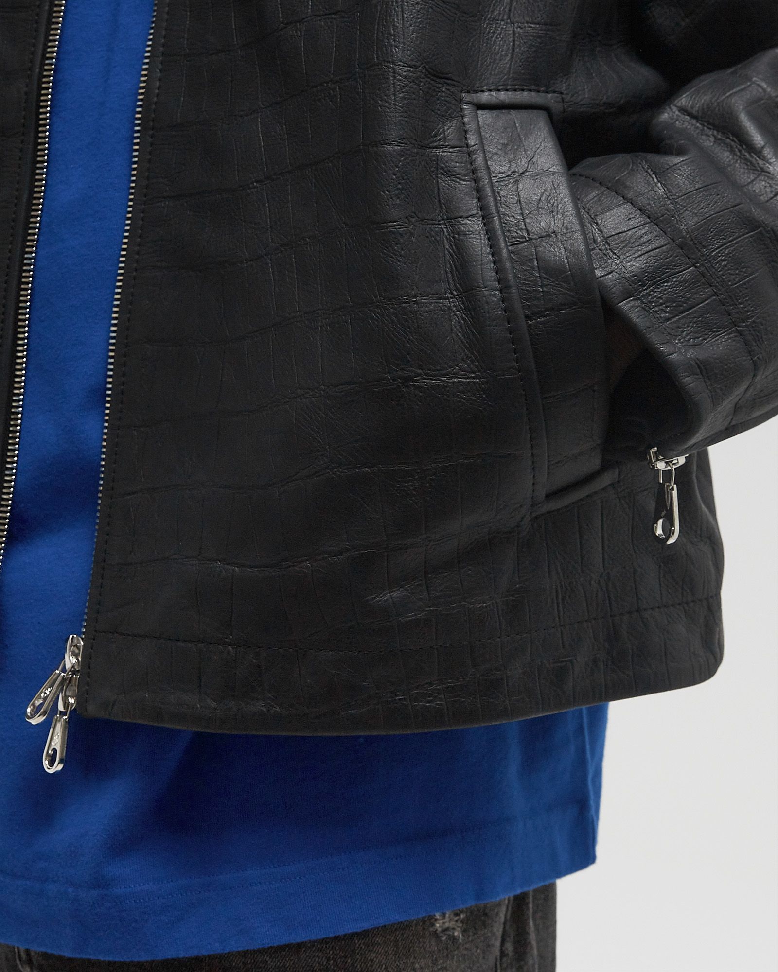 CROC EMBOSSED LEATHER JACKET
