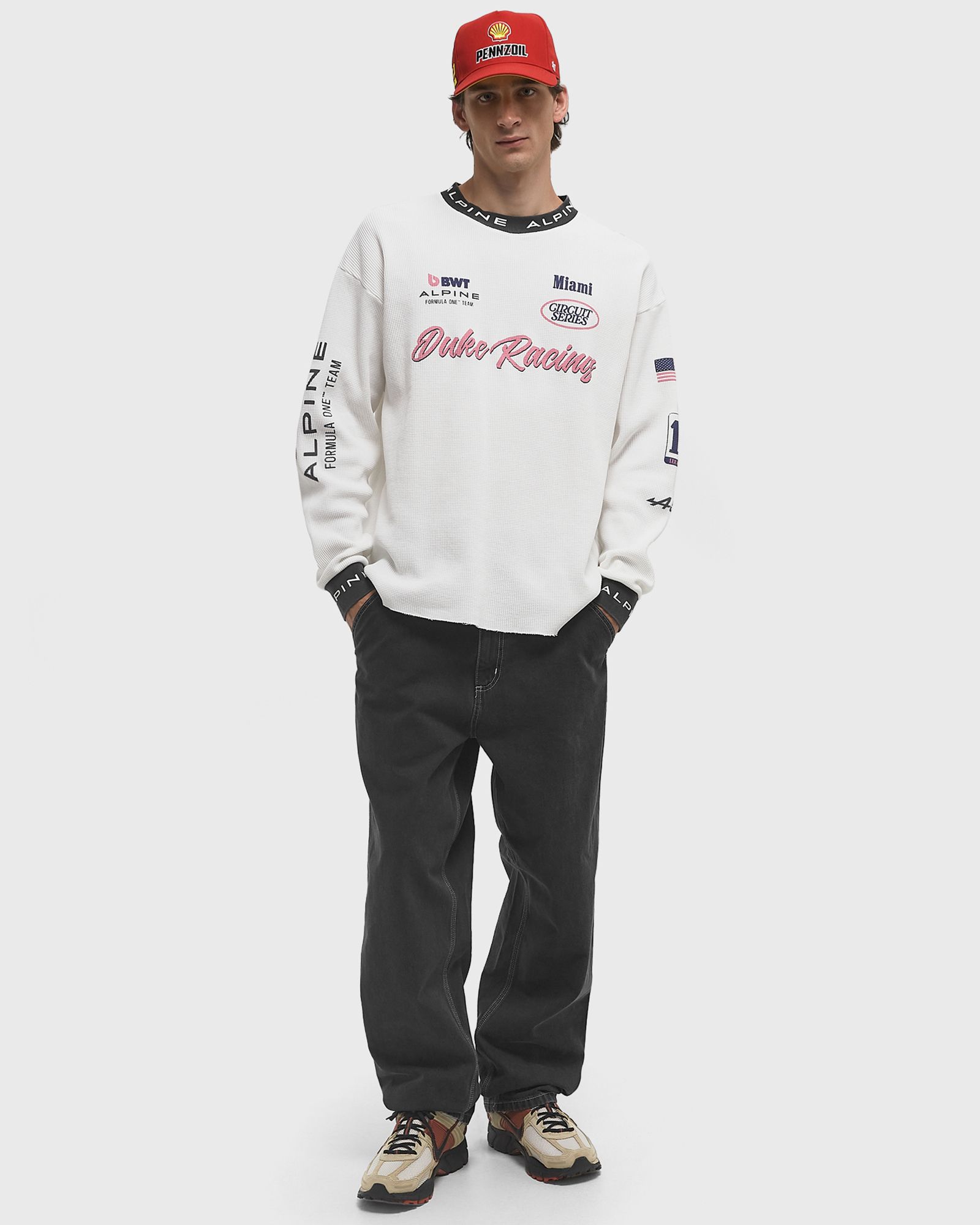 Alpine Formula One Team Vintage White Waffle Long-Sleeve