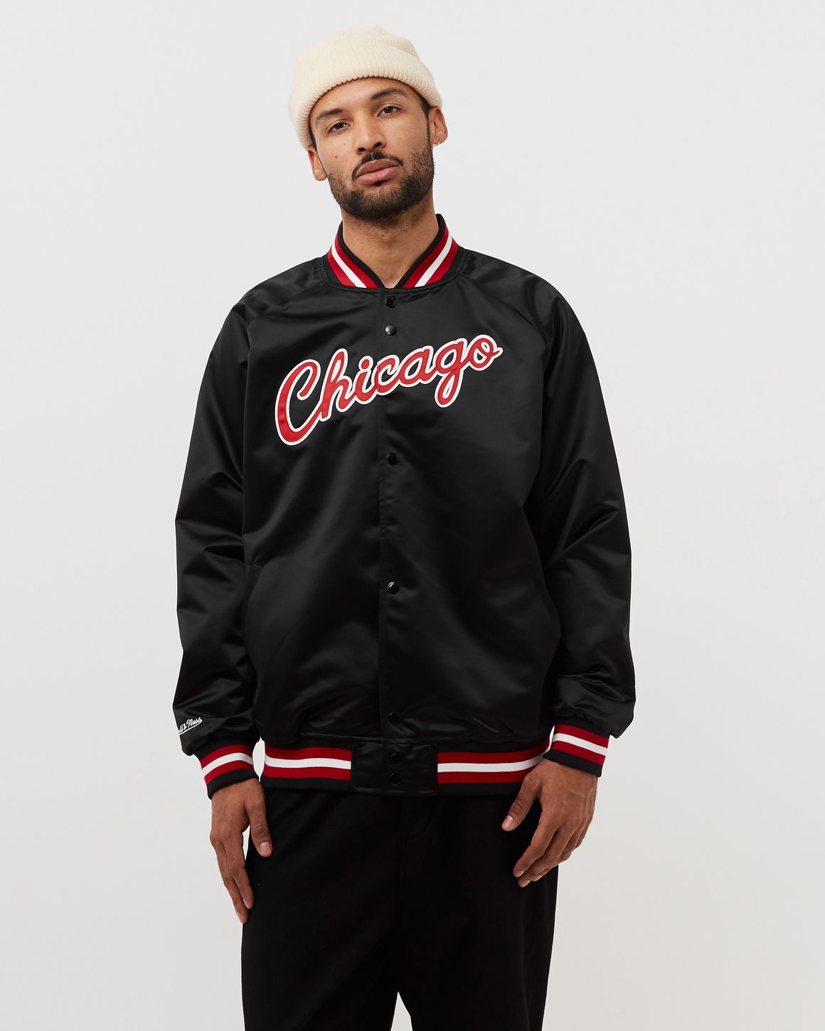 Chicago bulls black satin jacket online