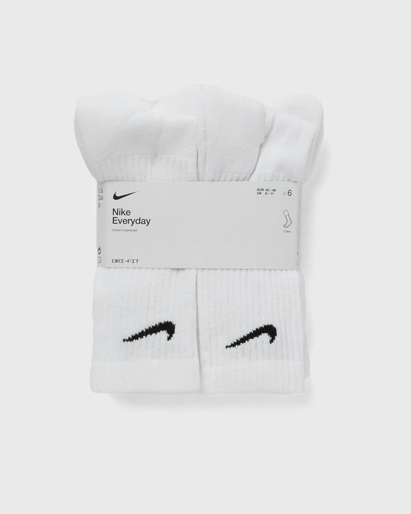 Nike Everyday Cushioned Training Crew Socks (6 Pairs) White - WHITE/BLACK